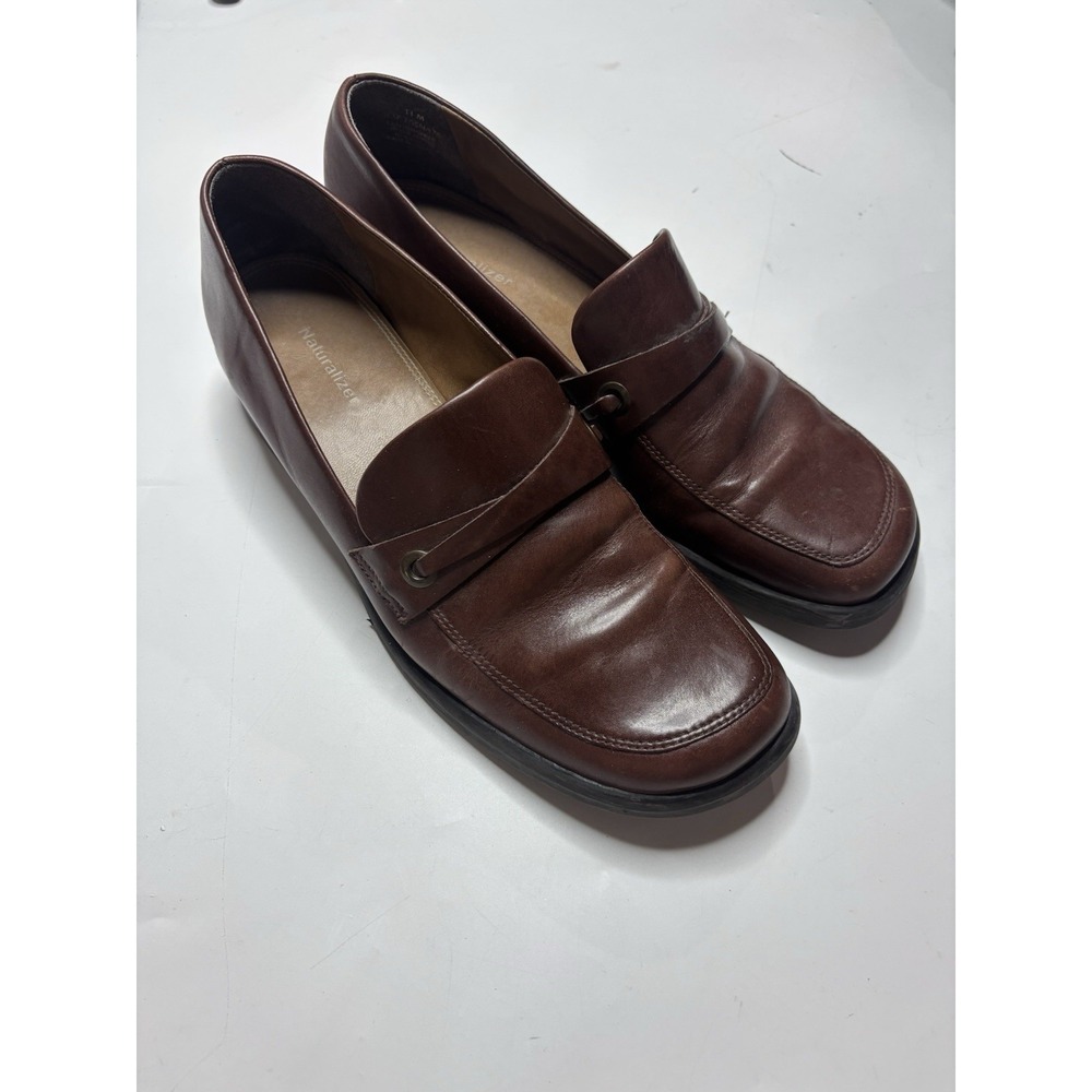 Naturalizer Women's 11M Slip On Rouke Loafers Brown Leather Minimalist old Money